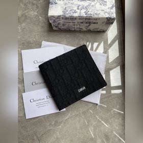 Кожаный бумажник Dior для мужчин, модель BBH027, , черный узорный