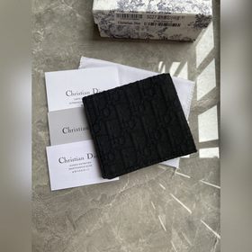 Кожаный бумажник Dior для мужчин, модель BBH027, , черный узорный
