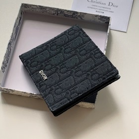 Кожаный бумажник Dior для мужчин, модель BBH027, , черный узорный
