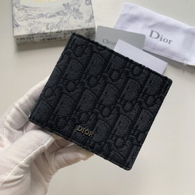 Кожаный бумажник Dior для мужчин, модель BBH027, , черный узорный