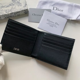Кожаный бумажник Dior для мужчин, модель BBH027, , черный узорный