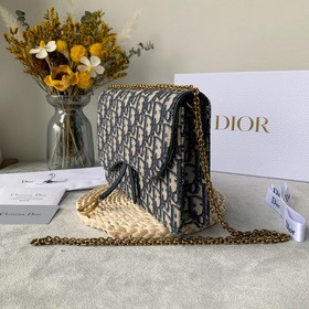 Dior Новая модель сумкиз синей парусины с цепочкой, модель 2042. 