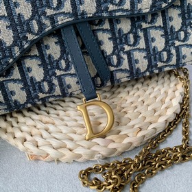 Dior Новая модель сумкиз синей парусины с цепочкой, модель 2042. 