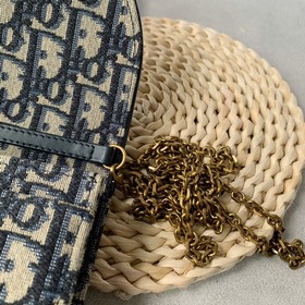 Dior Новая модель сумкиз синей парусины с цепочкой, модель 2042. 