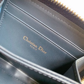 Dior Oblique Кошелек из гофрированного полотна синим узором Модел