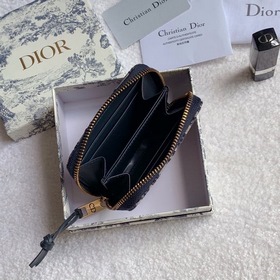 Dior Oblique Кошелек из гофрированного полотна синим узором Модел
