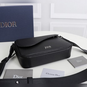 Мужская сумка через плечо DIOR Модель： 1ADME130YKS Черный кожаный