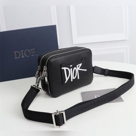 Мужская сумка через плечо DIOR Модель： 1PUBC119 (черная кожа с бе