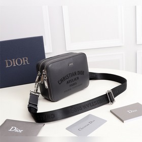 Мужская сумка через плечо DIOR Модель： 1PUBC119 Серый кожа с черн