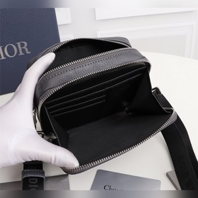Мужская сумка через плечо DIOR Модель： 1PUBC119 Серый кожа с черн