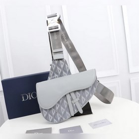 DIOR Сумка на грудь Модель： 1ADPO093 (гладкая кожа серого цвета)