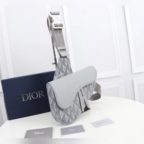 DIOR Сумка на грудь Модель： 1ADPO093 (гладкая кожа серого цвета)