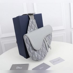 DIOR Сумка на грудь Модель： 1ADPO093 (гладкая кожа серого цвета)