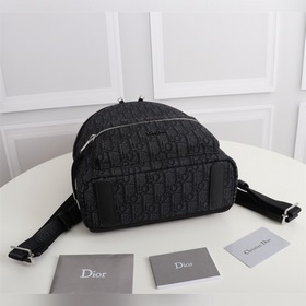 Сумка-рюкзак Dior Oblique из парусины и черной зернистой телячьей