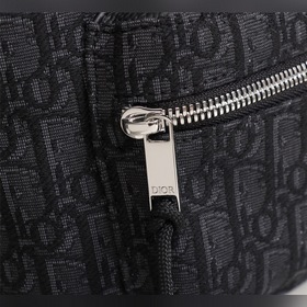 Сумка-рюкзак Dior Oblique из парусины и черной зернистой телячьей