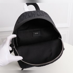 Рюкзак Dior Oblique из парусины и черной зернистой телячьей кожи 