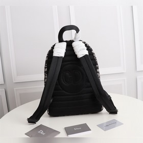 DIOR Рюкзак из канваса и черной зернистой телячьей кожи Dior Obli
