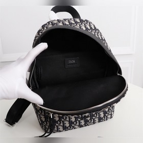 DIOR Рюкзак из канваса и черной зернистой телячьей кожи Dior Obli