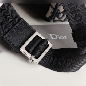 DIOR Рюкзак из канваса и черной зернистой телячьей кожи Dior Obli