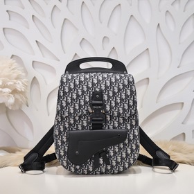 Dior - Новый рюкзак Dior Синий холст с кожей Модель D6012 Рюкза