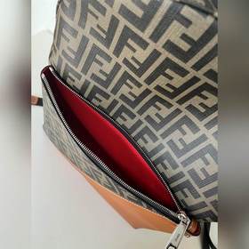 FENDI Модель 2034-1 черный Новый мужской рюкзак с двойным логоти