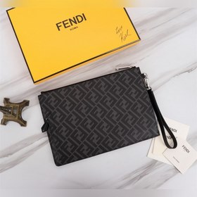FENDI Желтый клатч из ПВХ с аккордеонной конструкцией Артикул： 