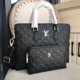 LV Ручная сумка для документов из кожи бычка с двойной молнией, и