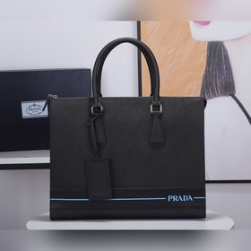 Мужская сумка PRADA, модель 2VG030, черный синим принтом Оригина