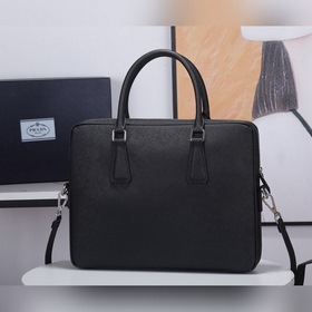 Мужской портфель Prada, модель 2VE368-3, черный с оранжевым Италь