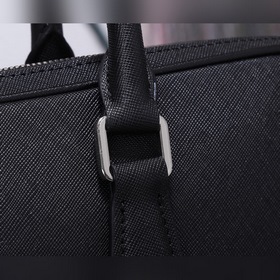Мужской портфель Prada, модель 2VE368-3, черный с оранжевым Италь