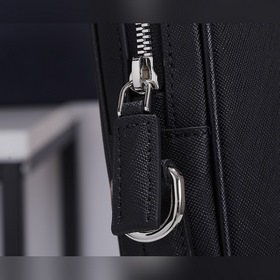 Мужской портфель Prada, модель 2VE368-3, черный с оранжевым Италь