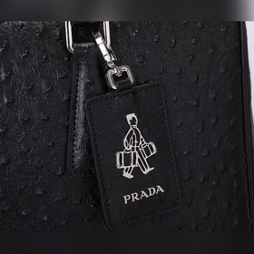 PRADA Модель： P8018 Мужской портфель Изготовлена из кожи страус