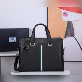 PRADA Модель： 81189-3 Мужской портфель с двумя молниями Кожа с кр