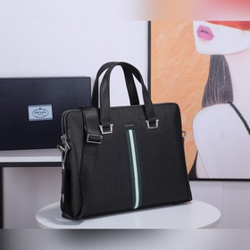 PRADA Модель： 81189-3 Мужской портфель с двумя молниями Кожа с кр