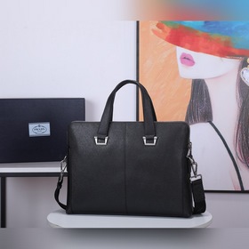 PRADA Модель： 81189-3 Мужской портфель с двумя молниями Кожа с кр
