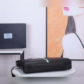 PRADA Модель： 81189-3 Мужской портфель с двумя молниями Кожа с кр