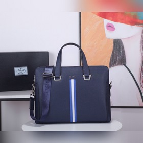PRADA Модель： 81189-3 Мужской портфель с двумя молниями Кожа с кр