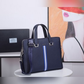 PRADA Модель： 81189-3 Мужской портфель с двумя молниями Кожа с кр