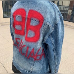 BB граффити на спине BALENCIGA Paris #Джинсовая куртка из коллекц