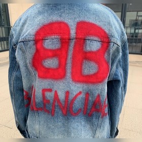BB граффити на спине BALENCIGA Paris #Джинсовая куртка из коллекц