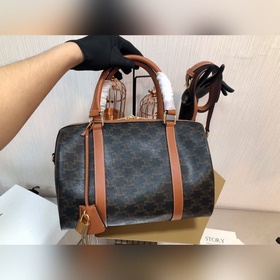 CELINE TRIOMPHE Сумка-бостон из парусины Хлопковая ткань, 39% те