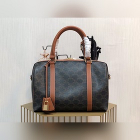 CELINE TRIOMPHE Сумка-бостон из парусины Хлопковая ткань, 39% те