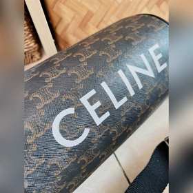 CELINE Сумка-цилиндр с логотипом Логотип Кожаная окантовка, ткане