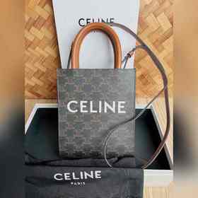 CELINE Triomphe Mini Tote в сочетании с маленьким эльфом выглядит