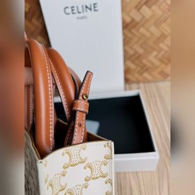CELINE Triomphe Mini Tote в сочетании с маленьким эльфом выглядит