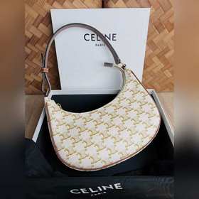 Новая сумка из белого материала CELINE AVA TRIOMPHE Ретро сумка п