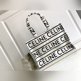 CELINE CABAS THAIS Большая сумка для покупок из ткани с принтом п
