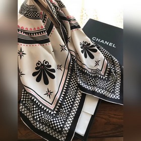 CHANEL Изысканный шелковый шарф Техника печати, редкий многослойн