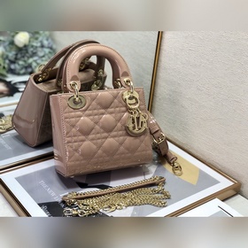 Dior Lady Dior Mini с тремя перемычкамиз красной кожи золотой пря