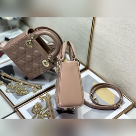 Dior Lady Dior Mini с тремя перемычкамиз красной кожи золотой пря